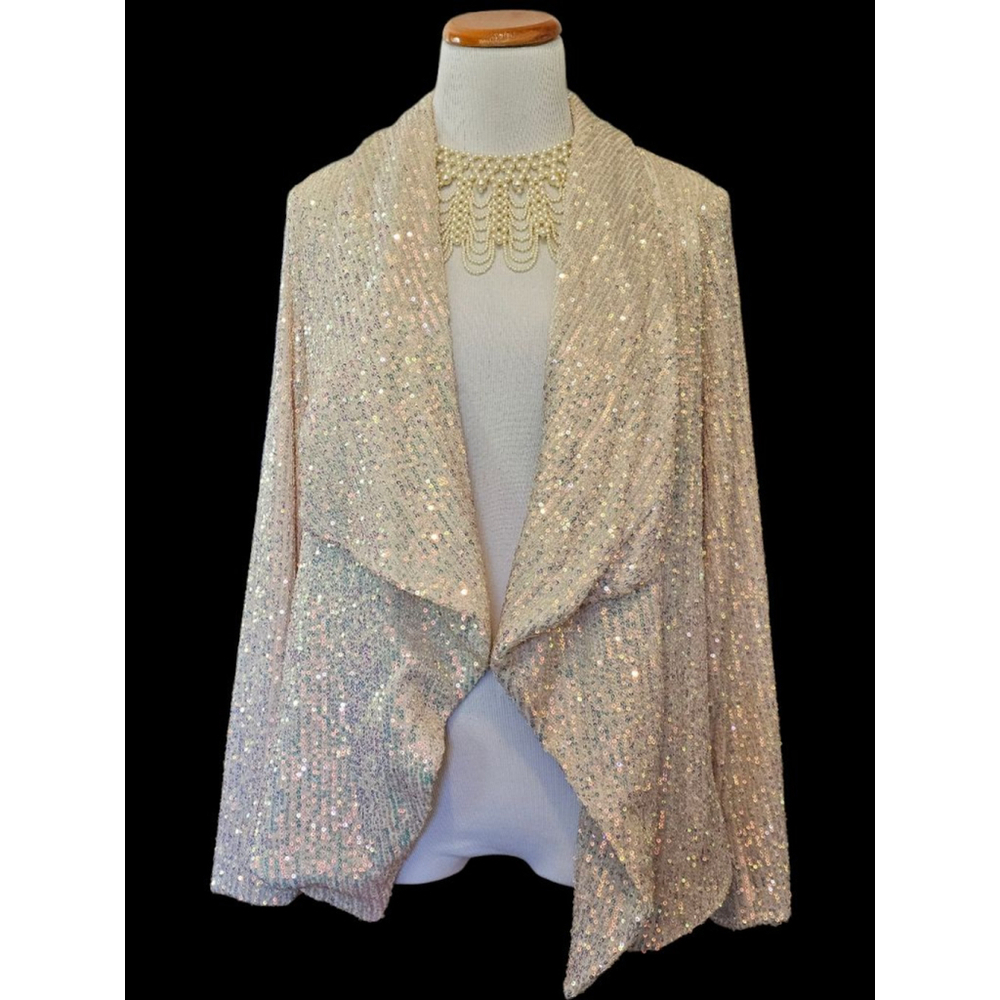 STYLE RACK Sequin Blazer Jacket Blush Pink Iridescent Size Medium